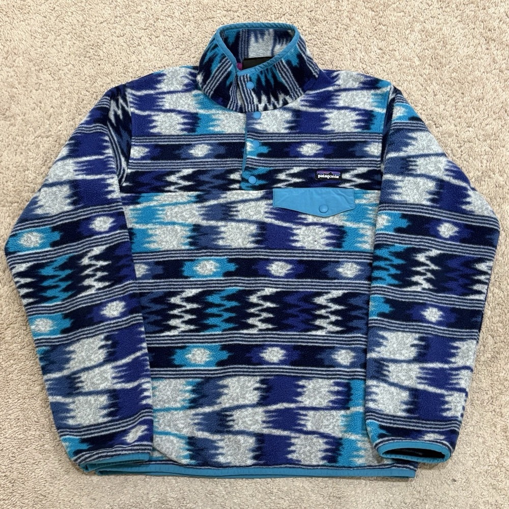 Patagonia Synchilla Snap-T Women's Small Aztec Geometric Fleece Pullover Outdoor
